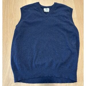 McCulleys 100% Pure Scottish Cashmere V-Neck Pullover Sweater Vest Large Blue